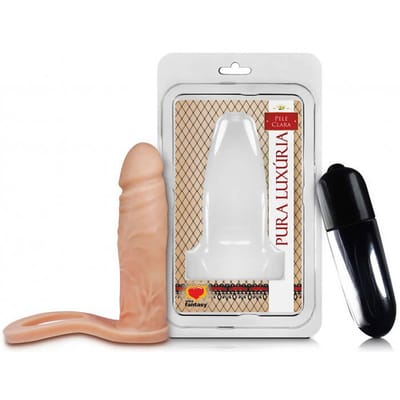 Anel Companheiro em Forma de Pênis com Glande, Veias Salientes e Cápsula Vibratória - Pura Luxúria | 11,2 x 3 cm