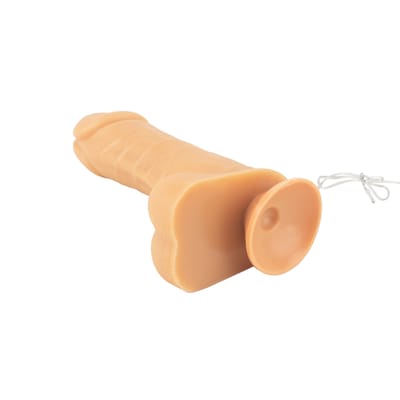Prótese Peniana Realística com Glande Definida, Saliências, Escroto, Ventosa e Vibro Multivelocidade - Pura Luxúria Modelo: 1577CV.B | 15,5 x 4,2 cm