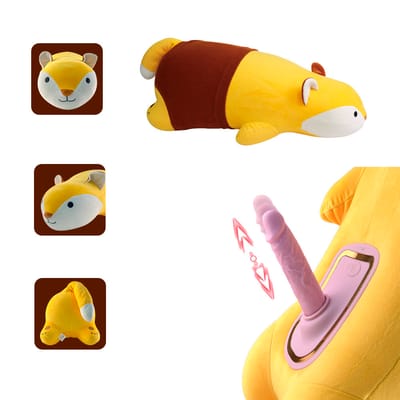 Raposa em Pelúcia com Prótese Peniana, 5 Vibrações, Movimentos de Vai e Vem e Aquecimento - Fox | 15 x 3,1 cm