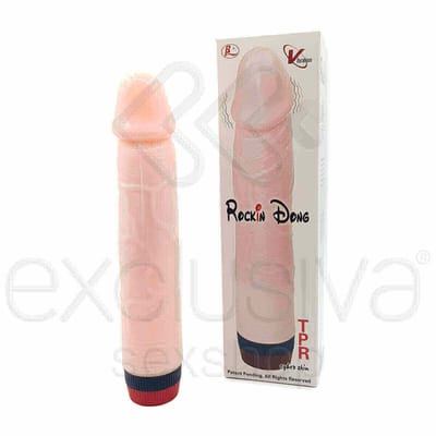 Rockin Dong - Prótese com Glande Definida, Veias e Vibração Multivelocidade - 18,7 x 3,5 cm