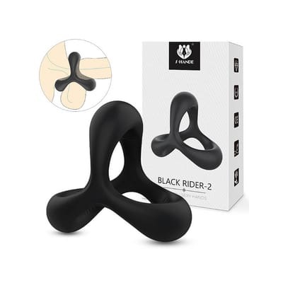 Anel Peniano Triplo em Silicone com Texturas Massageadoras - S-Hande Black Rider 2
