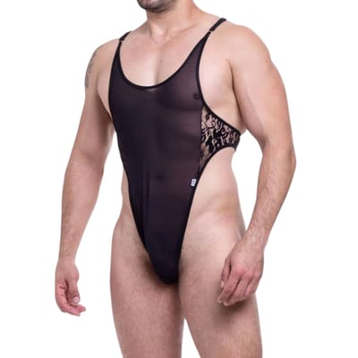 Body Flutua Masculino em Tule com Detalhe em Renda - SD Clothing | Tamanho Único