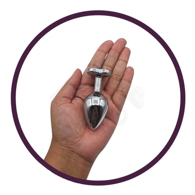 Plug Anal ''M'' em Alumínio e Base em Forma de Coração com Joia - Seamless Butt Plug Starting | 6,4 x 3,4 cm | Disponível em 6 Cores