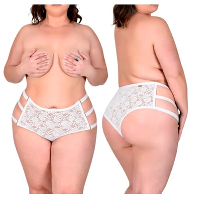 Calcinha em Renda com Strappy Plus Size - Sensualle | Disponível em 2 Cores e 3 Tamanhos