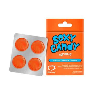 Sexy Candy - Bala Masculina Sabor Laranja que Auxilia no Aumento do Libido com Estimulantes Afrodisíacos Naturais - 4 Balas