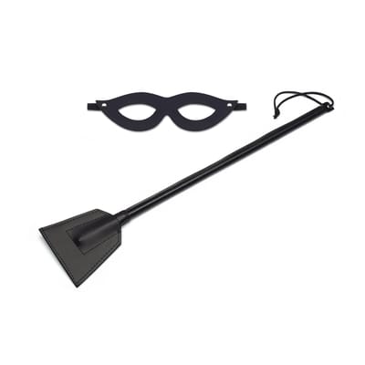 Kit Tiazinha com Máscara e Chicote em Couro Sintético - Sexy Fantasy Linha Sado