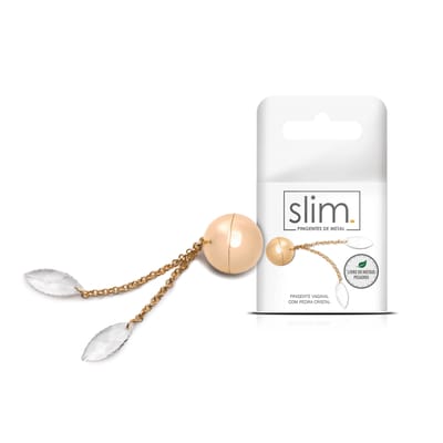 Pingente Vaginal Feito em Metal com 2 Berloques em Forma de Cristal, São Livres de Metais Pesados - Sexy Fantasy Slim | 2,4 cm