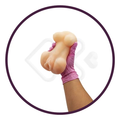 Mini Masturbador Masculino em Cyberskin com Seios, Vagina e Ânus - Sexy Import 4D | 15,7 x 9,7 cm