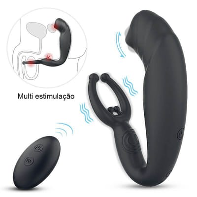 Massageador de Próstata com 9 Modos de Vibração, Lingua Massageadora, Anel Peniano e Controle sem Fio - S-Hande Demon-RCT | 10,8 x 3 cm