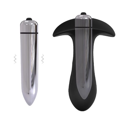 Plug Anal em Silicone Macio e Bullet em ABS com Vibração Única - S-Hande Diamona | 8 x 3,1 cm