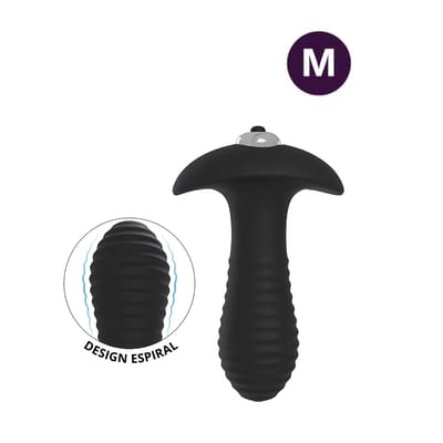 Plug Anal ''M'' com Textura em Silicone e Vibração Única - S-Hande Spiral |11,5 x 3,2 cm