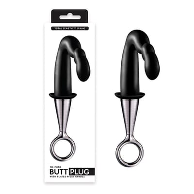 Plug Anal Estimulador de Próstata em V Feito em Silicone e Alça Removível - Silicone Prostate Plug | 8,2 x 2 cm