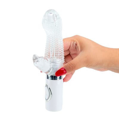 Vibrador Rabbit com Nódulos Massageadores, 3 Modos de Vibração e 3 Velocidades de Rotação - Sio Hime | 10 x 4 cm