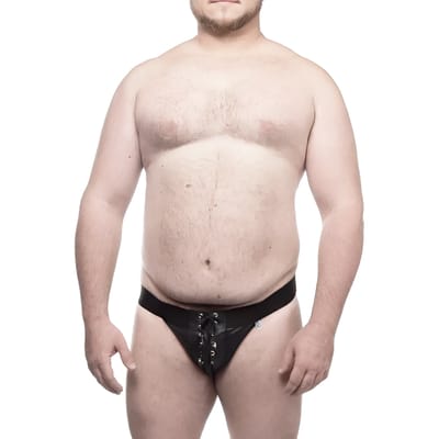 Cueca JockStrap Tapa Sexo em Cirrê com Ilhós - Steves Designer Big Man | Tamanho Plus Size