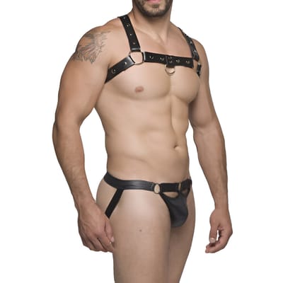 Cueca JockStrap em Cirrê com Argola Tripla Frontal - Steves Designer | Tamanho Único