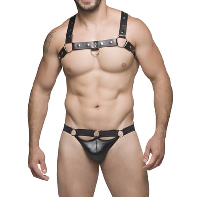 Cueca JockStrap em Cirrê com Argola Tripla Frontal - Steves Designer | Tamanho Único