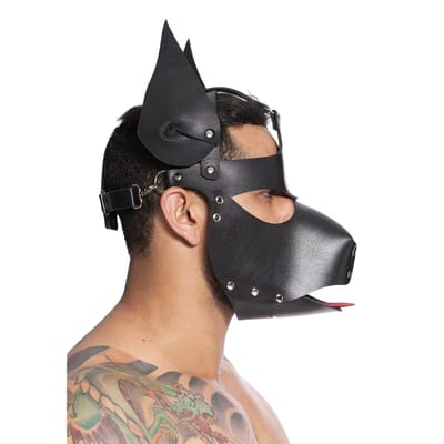 Máscara de Cachorro em Couro Sintético com Orelhas e Ajuste - Steves Designer | Tamanho Único