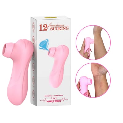 Sugador Estimulador de Clítoris Recarregável com 12 Modos de Sucção e Vibração - 12,5 x 4 cm | Disponível em 3 Cores