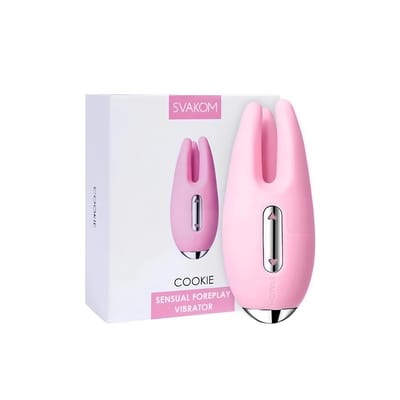 Estimulador de Clitóris em Silicone com 3 Modos de Vibração e Recarregável - Svakom Cookie | 9,5 x 4,1 cm | Cor: Rosa Claro