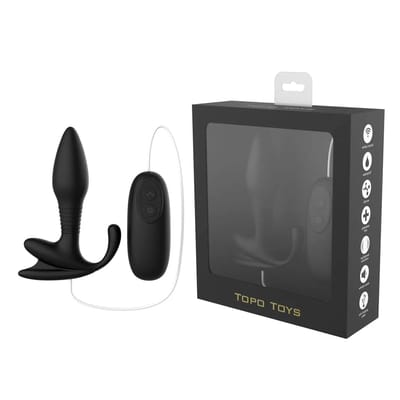 Plug Anal Recarregável em Silicone com 7 Modos de Vibração e Controle Remoto Com Fio - Topo Toys | 10,5 x 3,3 cm