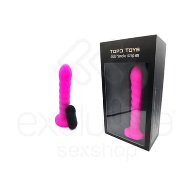 Topo Toys - Plug Anal Recarregável em Silicone com Textura Anelar, 7 Modos de Vibrações, 4 Velocidades de Vibrações e Controle Remoto - 19 x 3,5 cm