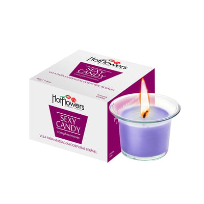 Vela para Massagem Corporal Beijável com Feromônios - Hot Flowers Sexy Candy - 40g | Disponível em 3 Aromas