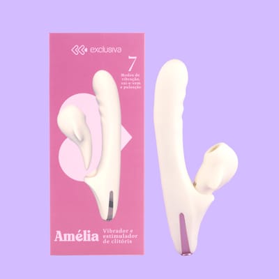 Vibrador 2 em 1 em Silicone Macio com 7 Modos de Vibração, Movimentos de Vai e Vem e Pulsação - Exclusiva Amélia | Disponível em 2 Cores