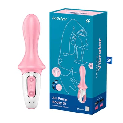 Vibrador Anal Recarregável em Silicone com Haste Inflável, 12 Modos de Vibrações, à Prova D'água e App Control - Satisfyer Air Pump Booty 5 | 8,5 x 3,4 cm