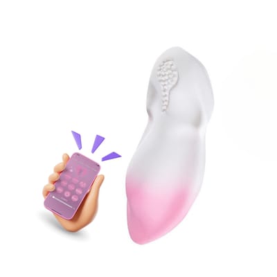 Vibrador de Calcinha em Forma de Coelho com 11 Modos de Vibração, Controle por Aplicativo, Fixador Magnético e Recarga via Cabo USB - 8,6 x 3,6 cm