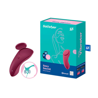 Vibrador de Calcinha Recarregável com 10 Modos de Vibração e Controle por Aplicativo - Satisfyer Sexy Secret - 8,3 x 3,9 cm