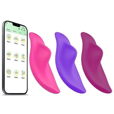 Vibrador de Calcinha em Silicone com 9 Modos de Vibrações, Controle por App e Carregamento via Cabo USB Magnético - SI Paname App | 8 x 4,5 cm | Disponível em 3 Cores
