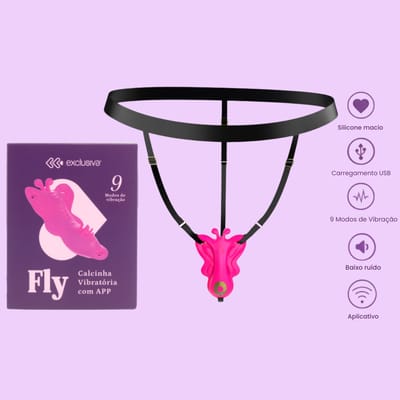 Vibrador de Calcinha em Silicone com 9 Vibrações, Aplicativo Interativo e Cinta - Exclusiva Fly