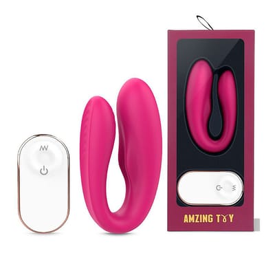 Vibrador de Casal em Silicone com Leves Texturas Massageadoras, 9 Modos de Vibração e Controle Remoto Sem Fio - S-Hande Viviana-RCT | 19 x 2,9 cm | Disponível em 2 Cores