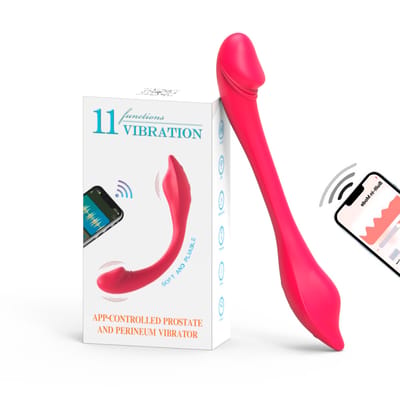 Vibrador de Casal em Silicone com 11 Modos de Vibração, Recarregável e Controle via Aplicativo - 21,2 x 2,7 cm | Disponível em 2 Cores