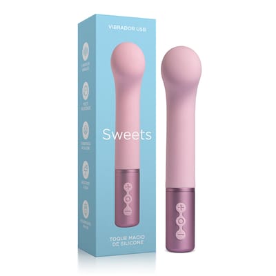Vibrador de Clitóris e Ponto G, Recarregável em Silicone com 5 Modos de Vibrações e Intensidades - Sweets | 11,1 x 3,2 cm