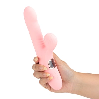 Vibrador Duplo com 10 Movimentos de Vai e Vem, 10 Modos de Pulsação, Aquecimento e Painel de LED | 11,5 x 3,5 cm