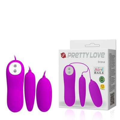 Vibrador Duplo Revestido em Silicone com 12 Modos de Vibrações e Controle Remoto com Fio - Pretty Love Irma | 5,8 x 2,6 cm