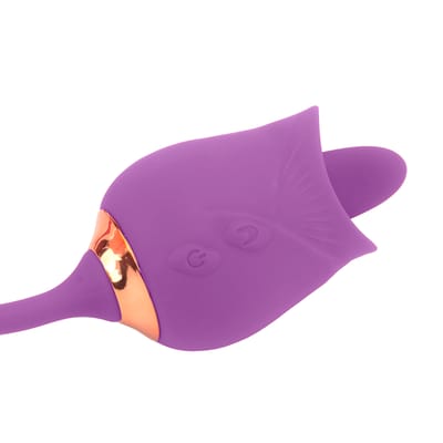 Vibrador Duplo Recarregável em Formato de Rosa com 10 Modos de Dedilhado e 10 Movimentos de Língua - SI Flowery | 9 x 2,2 cm | Disponível em 2 Cores