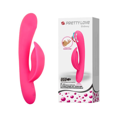 Vibrador Estimulador de Ponto G e Clítoris em Silicone com 7 Modos de Vibração, 3 Tipos de Dedilhado e Recarregável - Pretty Love Sidney | 19,2 x 3,5 cm