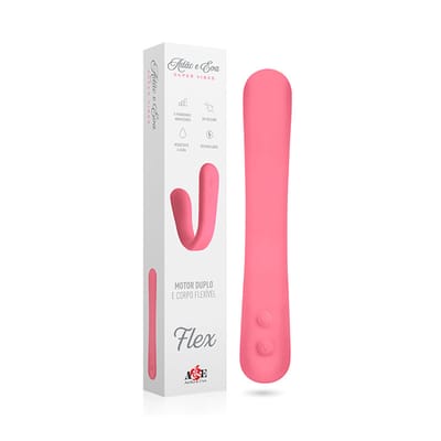 Vibrador Estimulador de Ponto G e Clitóris com 10 Modos de Vibração, Motor Duplo e Design Anatômico - Adão & Eva Super Vibes Flex | 17,5 x 2,8 cm