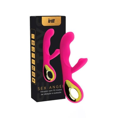 Vibrador Estimulador de Ponto G e Clitóris em Silicone com 10 Modos de Vibração, Recarregável - Intt Toys Sex Angel | 10 x 3,2 cm