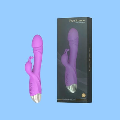 Vibrador Estimulador de Ponto G e Clitóris em Silicone com 10 Modos de Vibração, Base Cromada e Recarregável - Free Romeo | 11,5 x 3,8 cm | Disponível em 3 Cores