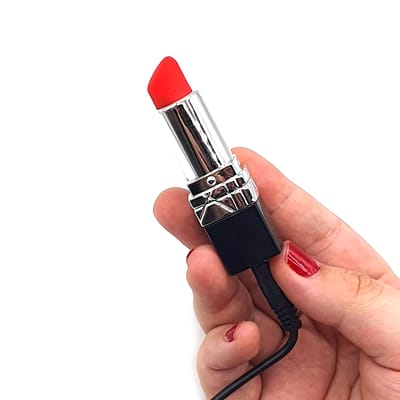 Vibrador no Formato de Batom com 10 Modos de Vibração, Recarregável e Resistente à Água - Lipstick Vibrator Lucy | 7,6 x 2,2 cm | Disponível em 2 Cores