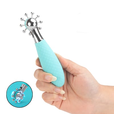 Vibrador com Ponta Giratória em ABS, 3 Níveis de Choque, 10 Modos de Vibração, Recarregável e Cabo Ergonômico - SI E-Stim Roller