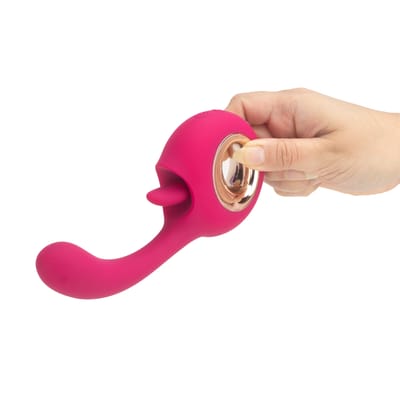 Vibrador de Ponto G Com 9 Modos de Vibração e Língua Estimuladora Com 9 Movimentos, Recarregável - S-Hande Woo | 11,5 x 2,9 cm | Disponível em 2 Cores