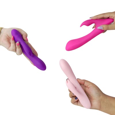 Vibrador de Ponto G e Clitóris Articulado em Silicone com Texturas Anelares, 6 Modos de Vibração e Recarregável - Topo Toys Enjoy Bonnie | 12,5 x 3,6 cm | Disponível em 3 Cores