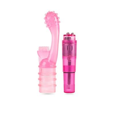 Vibrador de Ponto G e Clitóris com Capa Estimuladora e Vibração Única - Adão & Eva Finger Vibe - 19,5 x 1,8 cm
