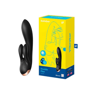 Vibrador de Ponto G e Clitóris em Silicone Antialérgico com 3 Motores, 10 Modos de Vibração, 5 Intensidades e App Interativo - Satisfyer Double Flex | 14 x 3,6 cm