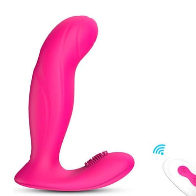 Vibrador de Ponto G e Estimulador de Clitóris com Cerdas Estimuladoras, 9 Modos de Vibração e Controle Remoto sem Fio - S-Hande PROG-RCT | 10,5 x 3 cm | Disponível em 2 Cores