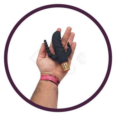 Vibrador de Ponto G com Estimulador de Clitóris em Forma de Coelho, Plug Anal Escalonado e 10 Modos de Vibração - ASTA NV TOYS - 7,4 x 3,4 cm